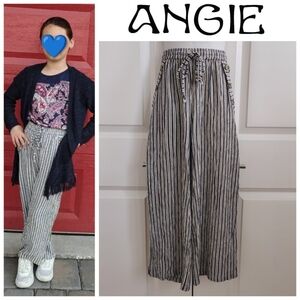 Blue & White Wide-Leg Pants